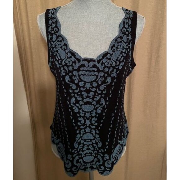 PICADILLY CANADA Sparkly Black and Turquoise Cami size M Made in Canada - Picture 1 of 5